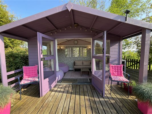 The beautifully decorated summer house